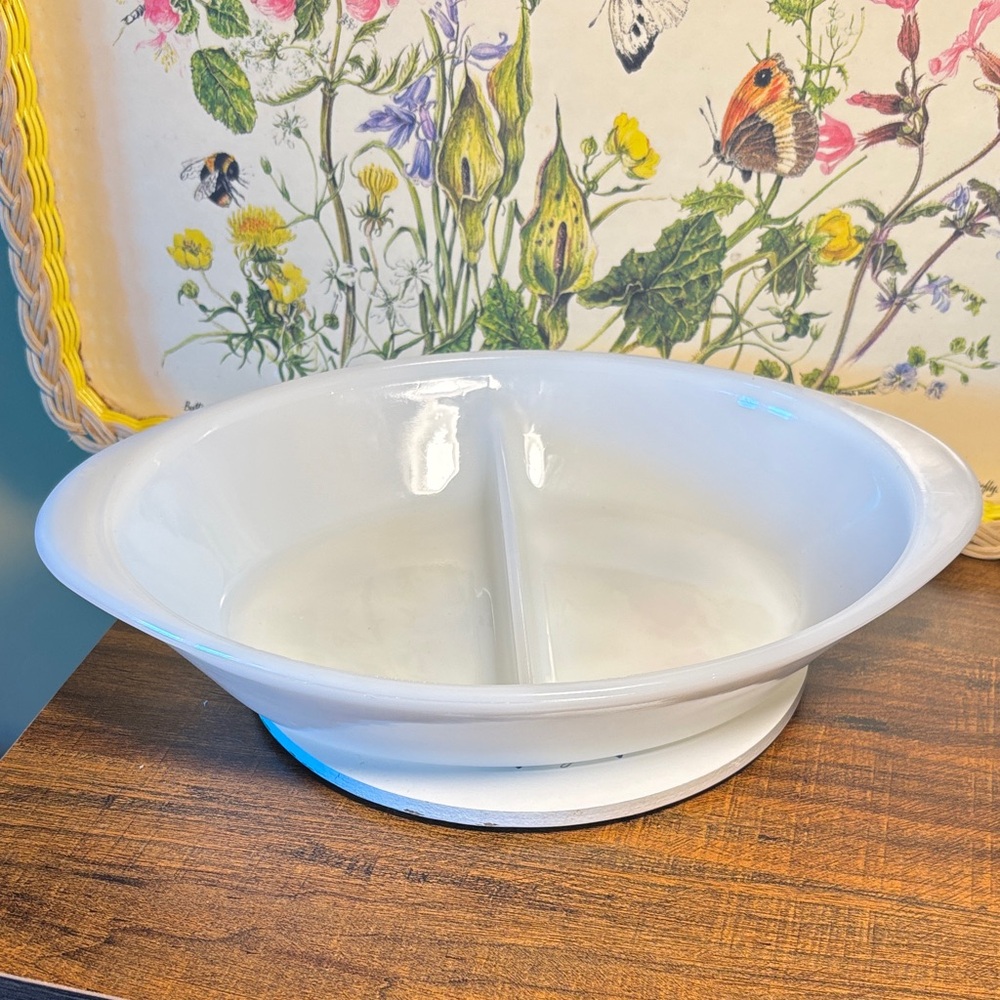 White Divided Serving Bowl